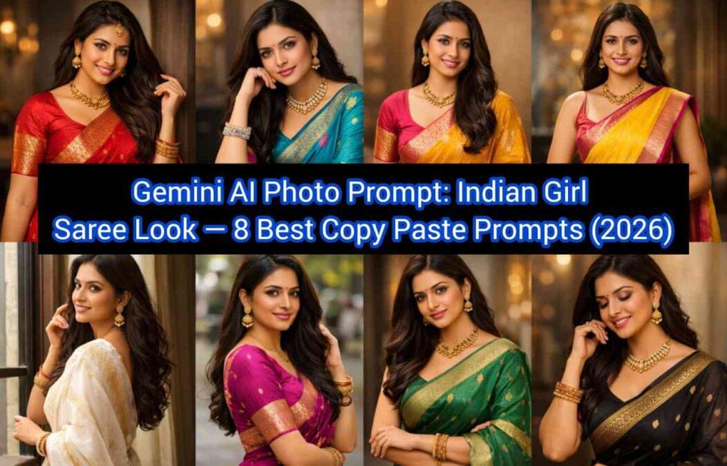 Gemini AI photo prompt Indian girl saree look — 8 best prompts copy paste